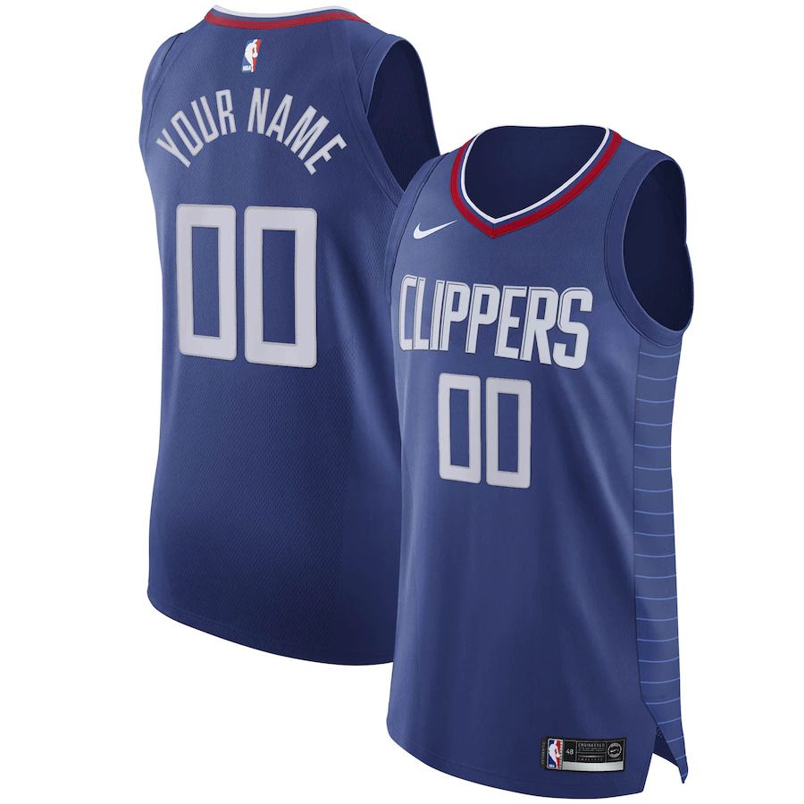 Men Los Angeles Clippers Nike Blue Authentic Custom NBA Jersey->customized nba jersey->Custom Jersey